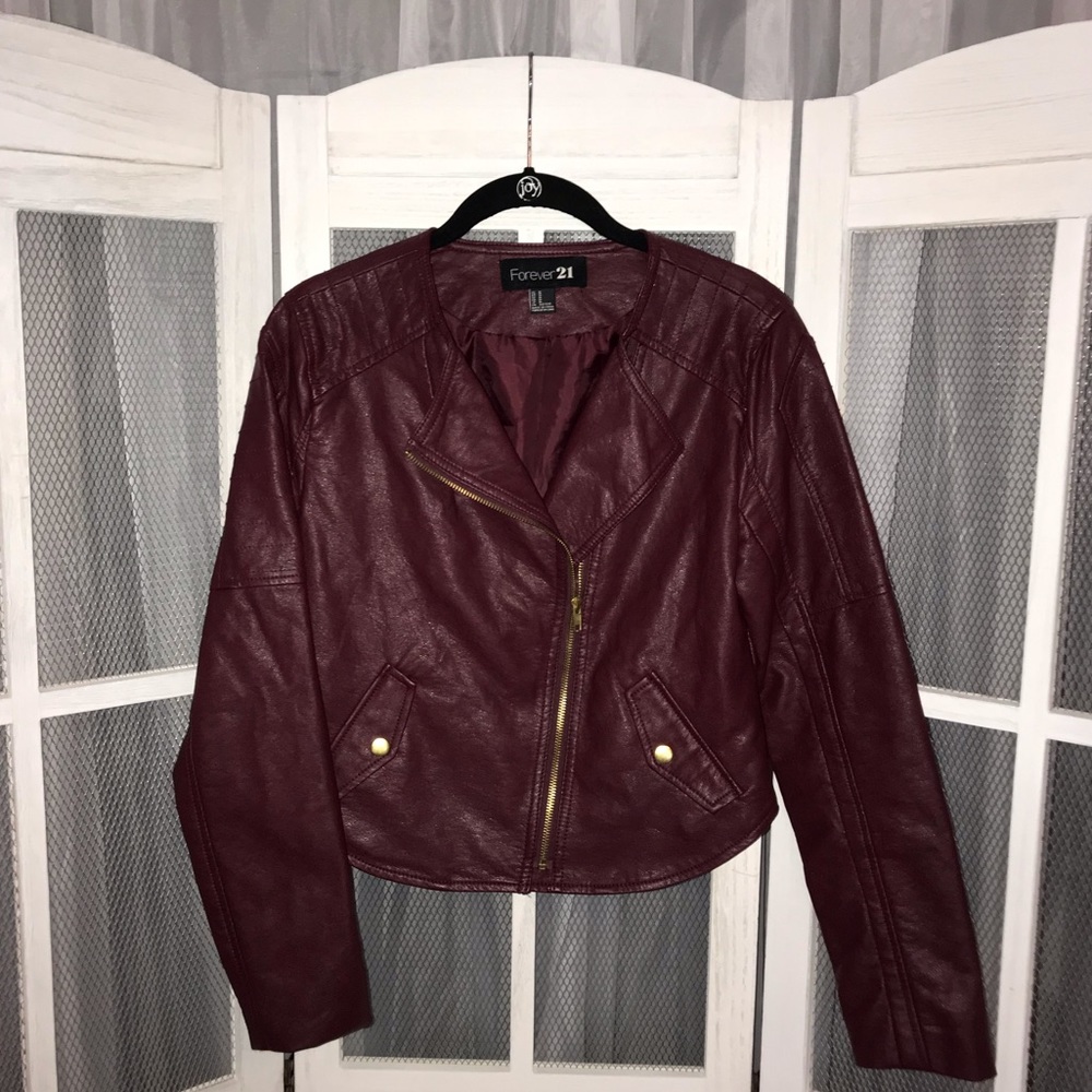 ✨ deep red leather jacket ✨
